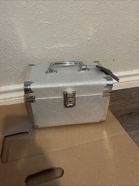 Silver Portable Storage Case with Handle